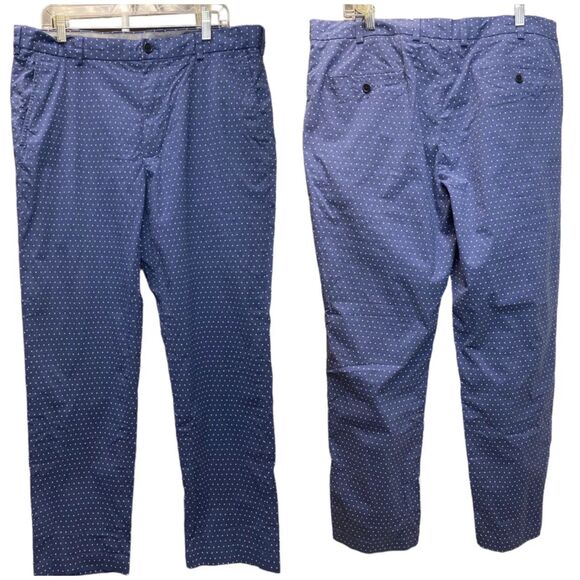 Brooks Brothers Clark navy white square dots chino print size W38 L32 nwot - Picture 1 of 9
